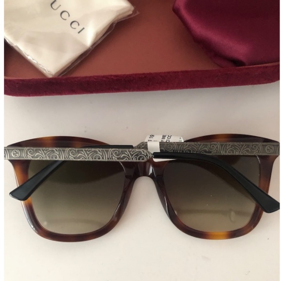 Gucci Sunglasses GG0217S 002 Havana Silver Brown